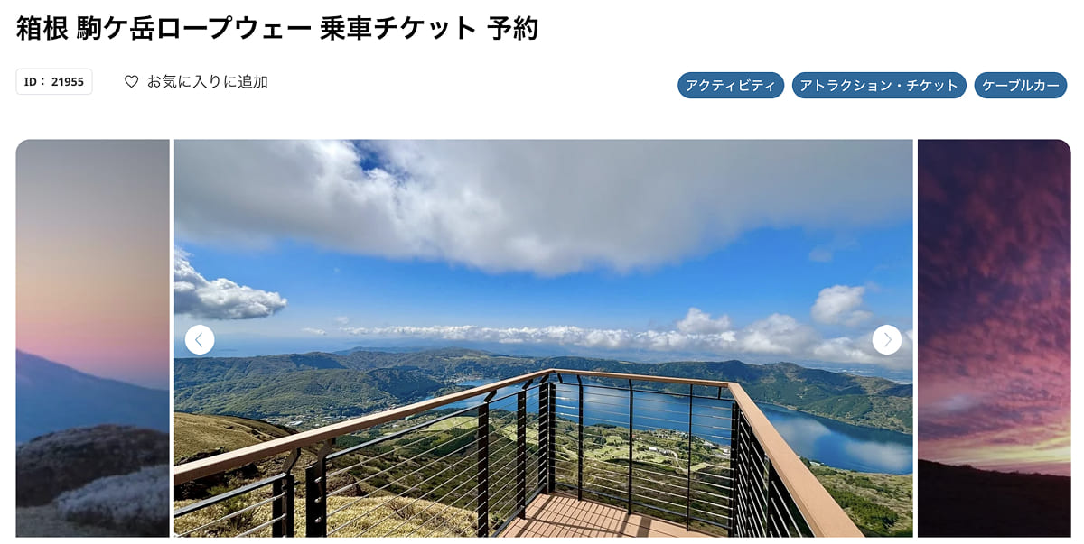 楽天トラベル観光体験｜箱根駒ヶ岳ロープウェー